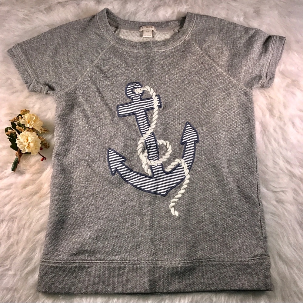 J Crew Nautical Anchor Short Sleeve Sweatshirt